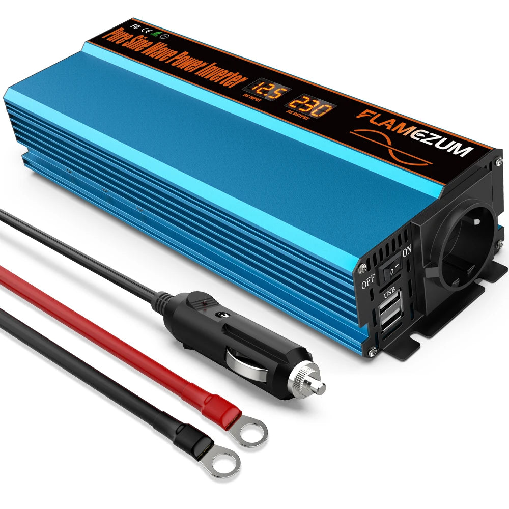 Power Inverter 2000W 3000W 4000W DC 12V To AC 220V Transformer with USB Universal Socket Charge with LED Display for RV