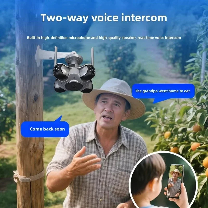 4 Lens 4 Screens Wiif Security Camera Outdoor Color Night Vision 4K 20MP Panoramic View Wireless CCTV Video Surveillance Camera