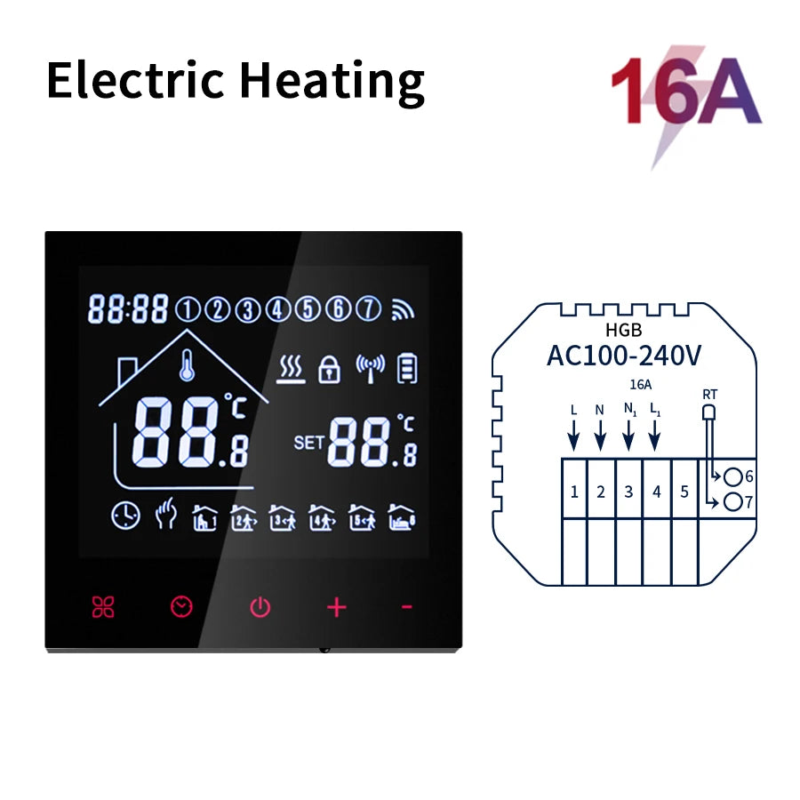 Smart Thermostat Wifi/NO Wifi Tuya Electric Floor Heating Temperature Controller Water/Gas Boiler Smart Life Work With Alexa