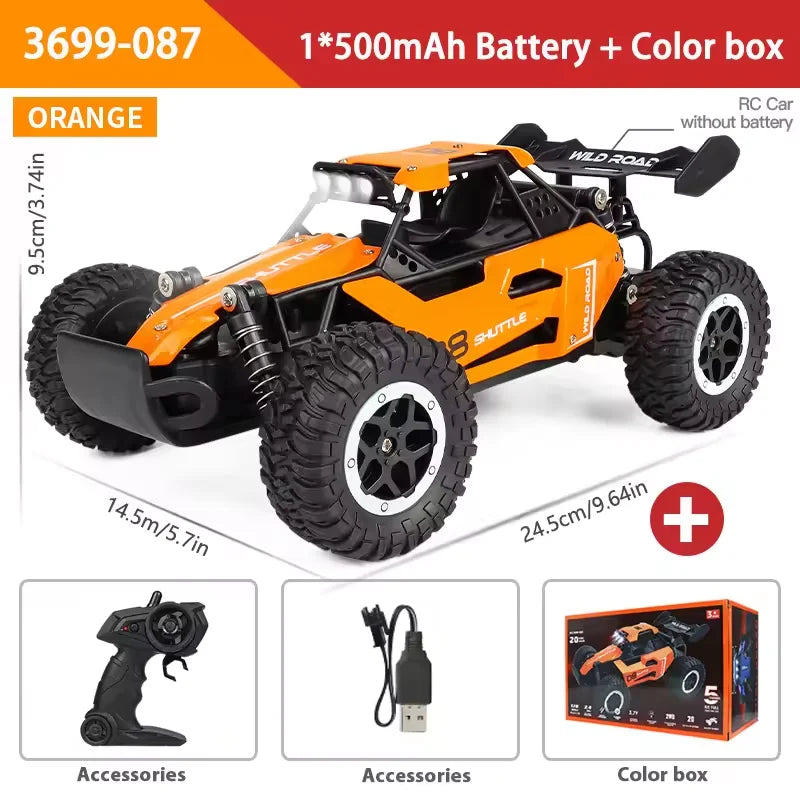 RC Car Truck 1:16 2.4Ghz All Terrain Off-Road Monster High Speed 20KM/h Remote Control Car with LED Headlights Toy Birthday Gift