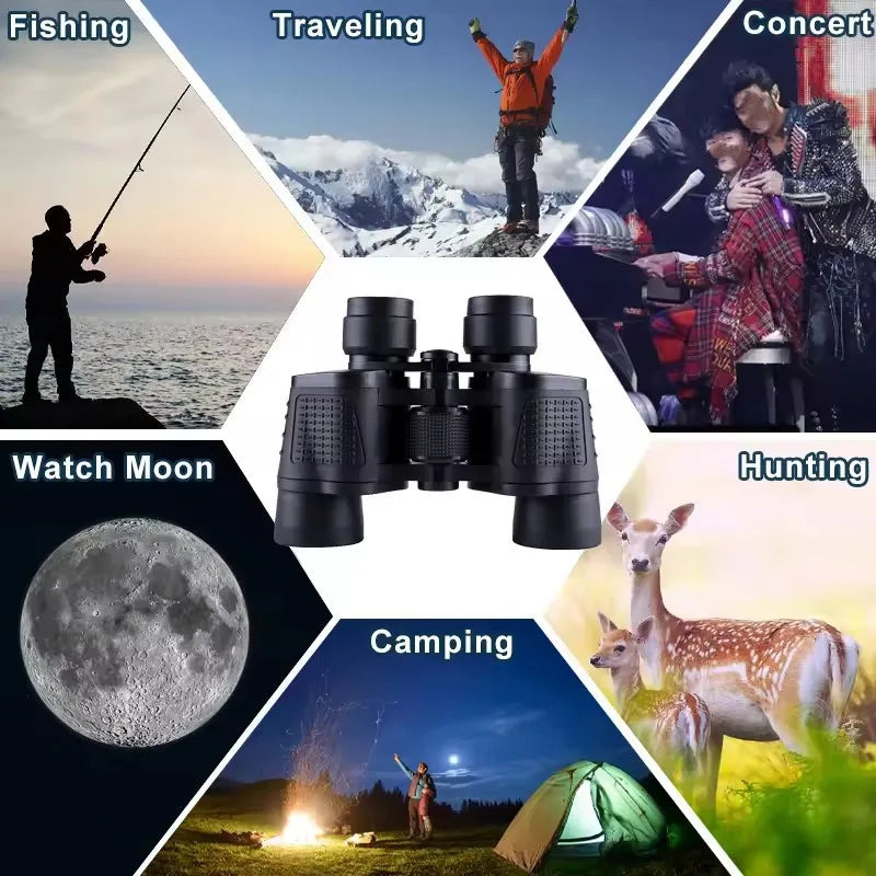 Binoculars 80X80 Long Range 15000m HD High Power Telescope Optical Glass Lens Low Light Waterproof For Hunting Camping Sports