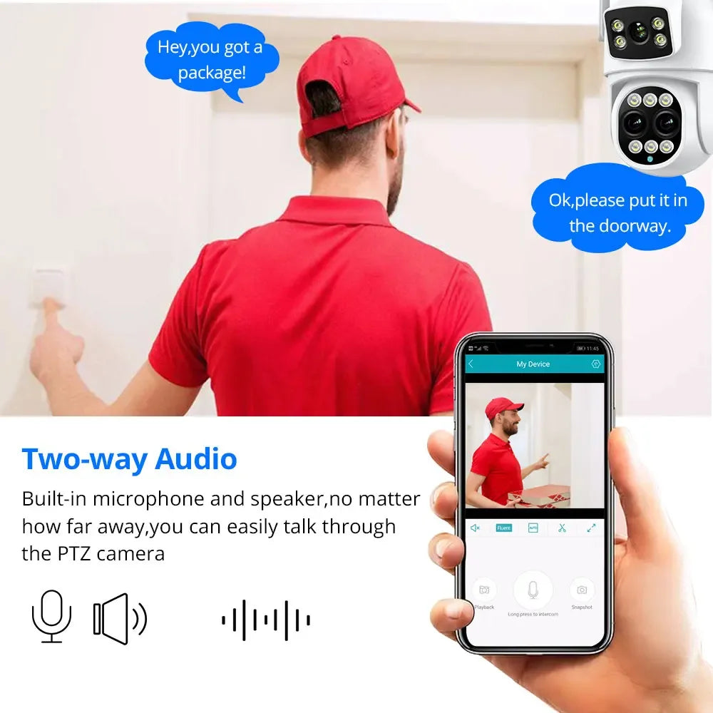 ICSEE Smart WIFI Security Camera 12MP 8K Three Lens 8X Zoom Outdoor HD Video Surveillance IP Cameras IPTV CCTV PTZ Auto Tracking