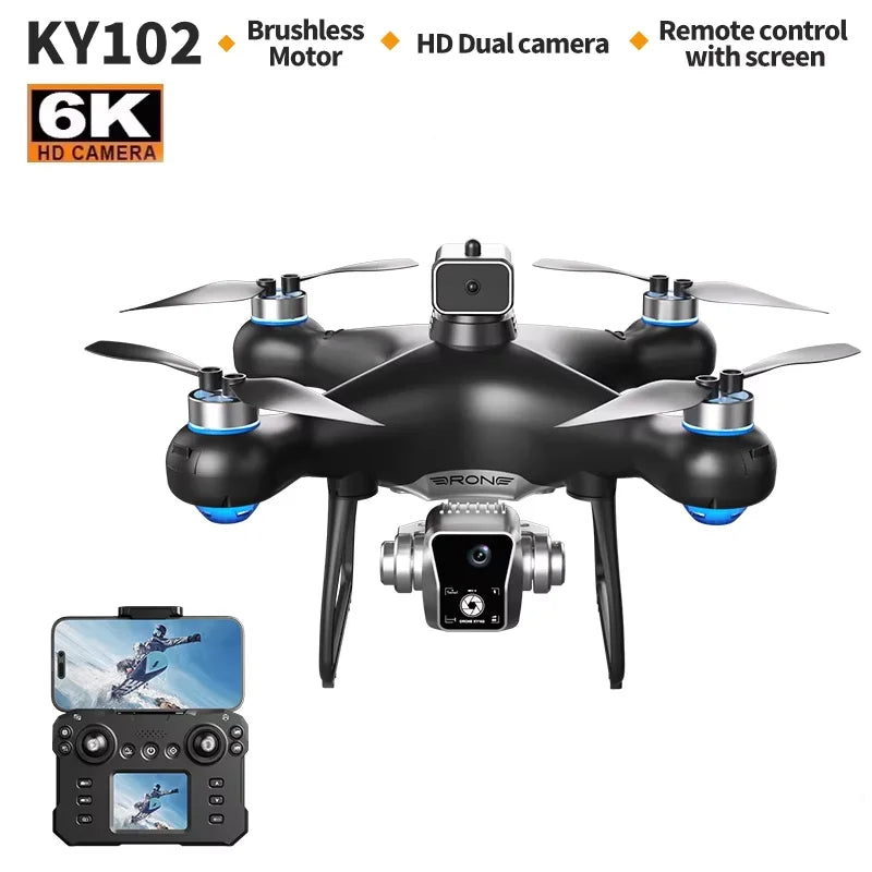 2025 New KY102 Drones With Screen 8K Dual Camera Brushless Optical Flow Localization Intelligent 360°Obstacle Avoidance RC Toys