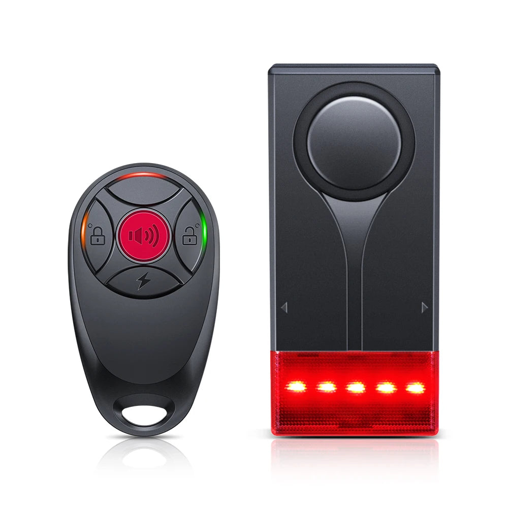 Wireless Car Vibration Alarm With Light 108dB Loud Car Door And Window Anti Theft Alarm Bike Motorcycle Security Alarm