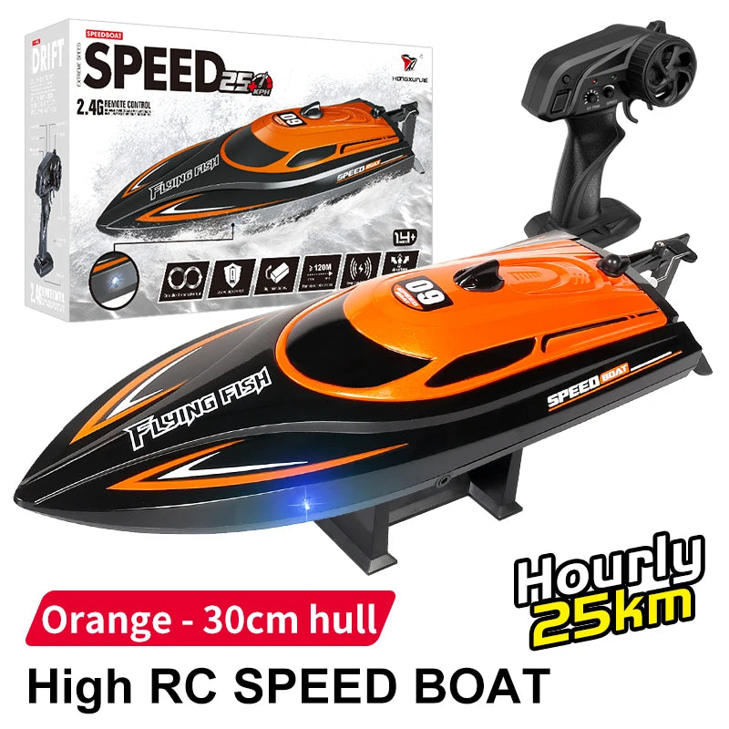 RC Boat, 2.4GHz RC Boats For Pool And Lakes, Boat Bath Toys, 25km/h High Speed Ultra-distance control LED Light Speedboat