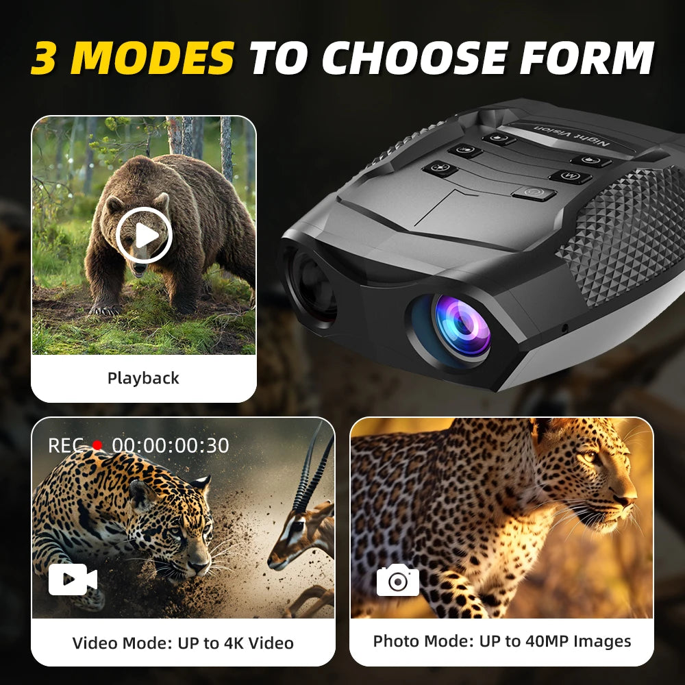Night Vision Goggles Digital Night Vision Binoculars 4K HD Video & 40MP Image USB-C Charge Telescope for Hunting Camping Travel