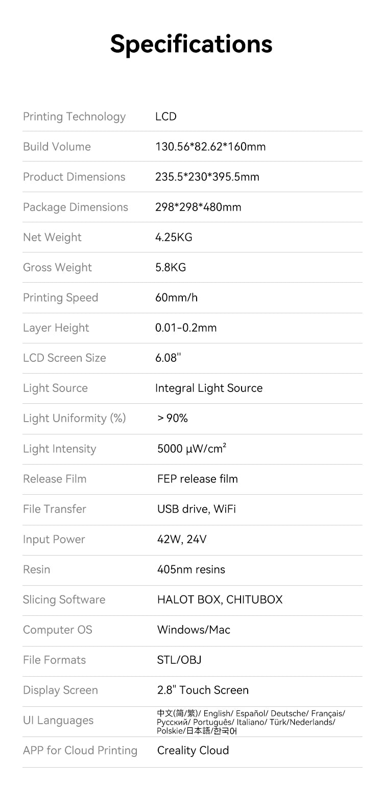 Creality HALOT R6 2K Resin 3D Printer Compact & Easy for Newbies 60mm/h Printing Speed 130*82*160mm Build Volume LCD Printer