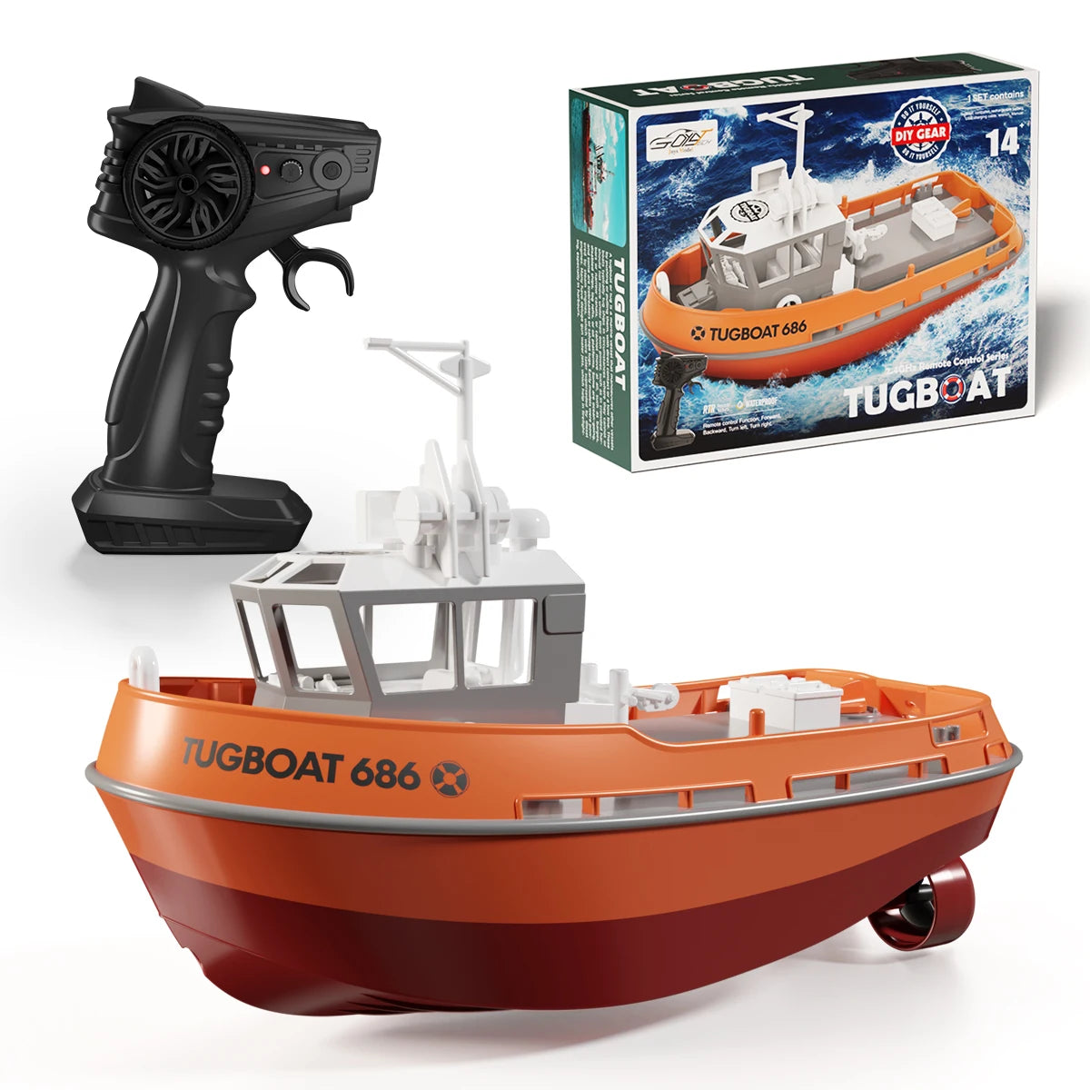 NEW 686 RC Boat 1/72 Powerful Dual Motor Wireless Radio Control Shipboat 2.4G Electric Remote Control Tugboat Model Toys for Boy