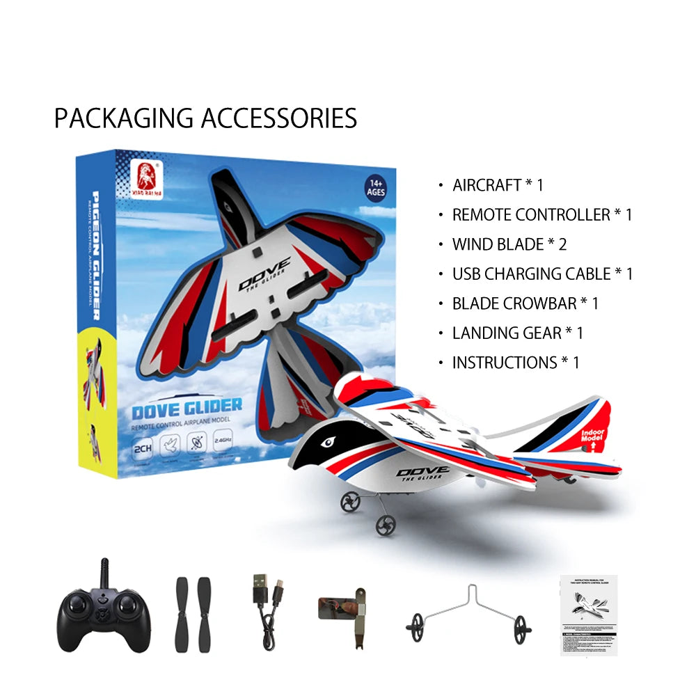 RC Plane, simulation RC fixed-wing glider, 2 channels RC combat aircraft, 2.4G control easy to fly for beginners&adults&boys