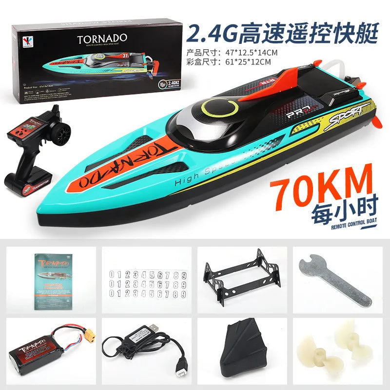 Hot Selling Ultra Large High-Speed Brushless Remote Control Boat Rc Speedboat With Built-In Water-Cooled Lighting Summer New Toy