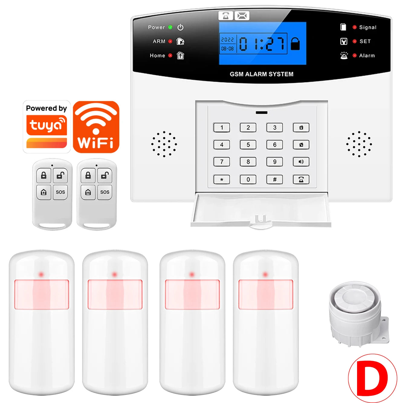 GSM WiFi Smart Alarm System, Wireless DIY Smart Home Security System With APP Control,Works with Alexa,for Houses,Apartments