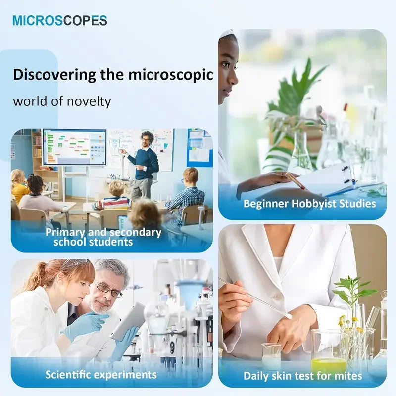 Monocular Optical Microscope 64X-2400X Microscope School Science Experimental Biology Microscope Digital Microscope for Children