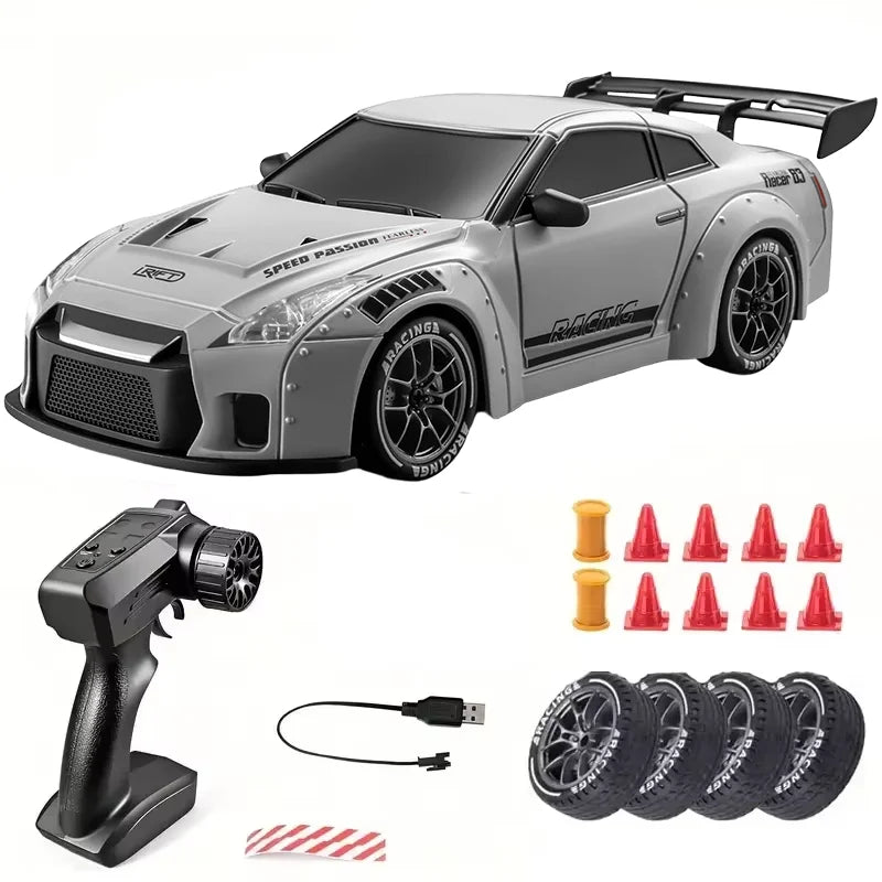 RC Cars 1/24 Remote Control Vehicle with LED Lights 2.4GHz 20KM/H 4WD High Speed RC Car Drifting Tires Racing Toy Gift Adult Kid