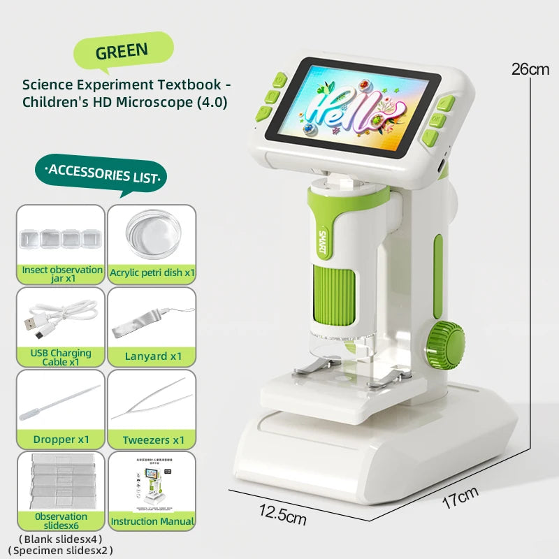 Microscope for Kids Children Microscope with 3.97 Inch Screen 1600x Zoom Mini Handheld Microscope Camera Christmas Birthday Gift