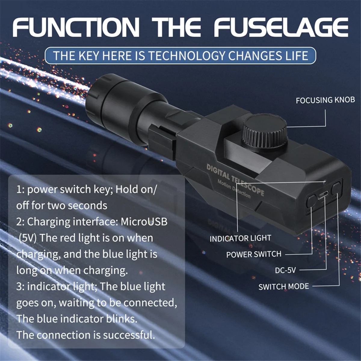 WiFi Digital Telescope 70X Large Aperture Objective Lens 2MP Photos Videos Mobile-Detective Positioning Monocular