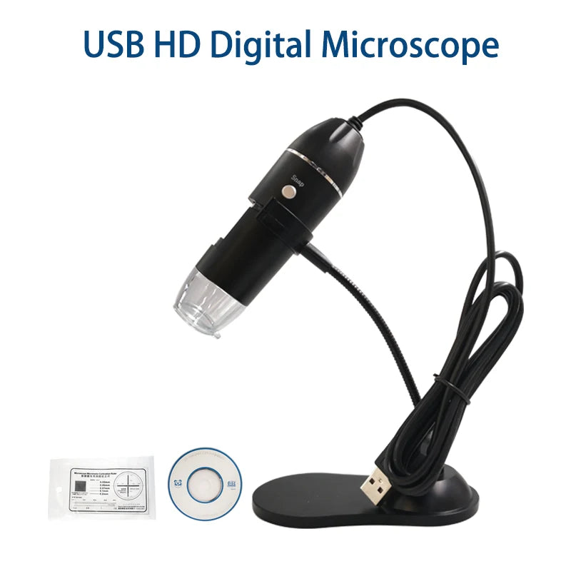 1600X 1000X USB Microscope Handheld Portable Digital Microscope USB Interface Electron Microscopes with 8 LEDs with Bracket