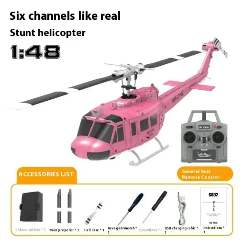 RC ERA C032 (Uh-1) 6ch Aileron Free Reverse Flying Stunt Helicopter Electric Remote-Controlled Airplane Model Toy Gift