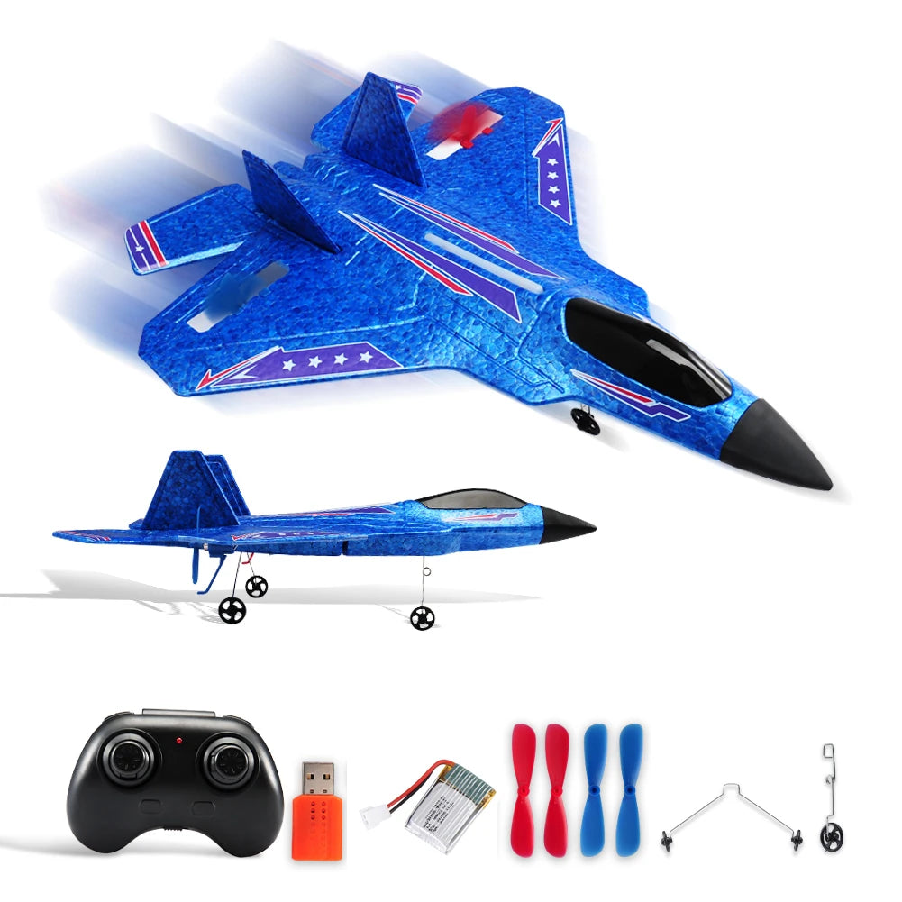 RC Plane 2.4G 2CH F22 Raptor Remote Control Flying Glider With LED Lights EPP Foam RC Airplane Toys Gifts For Children