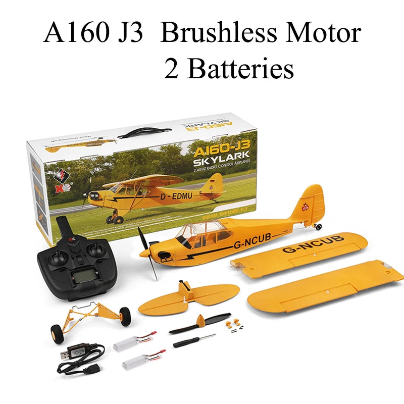 Hot Sale RC Plane RTF 2.4G Brushless Motor 3D/6G Remote Control Airplane Wltoys A160 Upgraded J3-CUB Ready To Fly