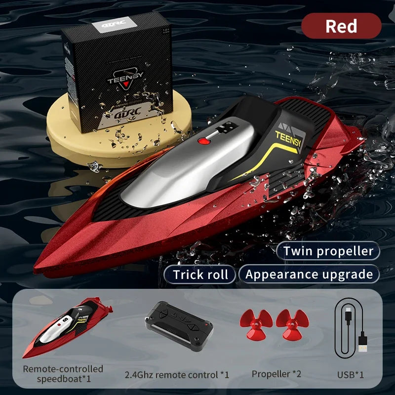 2.4G Remote Control Boat Dual Motor 10km/h High Speed Radio Remote Controlled Speedboat Mini RC Boat Summer Water Toy Pool Toys