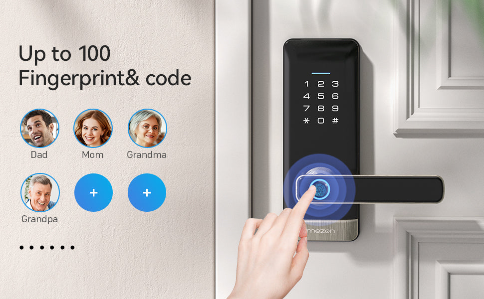 Smart Door Lock, TMEZON Keyless Entry  Fingerprint Door Lock with Keypad Digital Door Lock with Handle for Home, Remote/Card