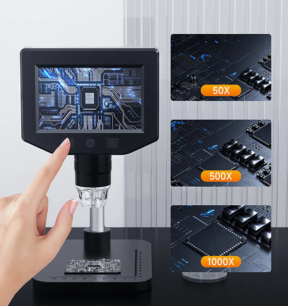 4.3 Inch LCD Digital Microscope 1080P 50-1000x Coin Microscopio Zoom Stereo Camera for Electronics Repair PCB
