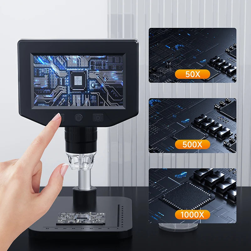 4.3 Inch LCD Digital Microscope 1080P 50-1000x Coin Microscopio Zoom Stereo Camera for Electronics Repair PCB