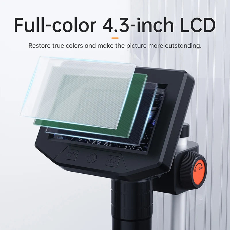 4.3 Inch LCD Digital Microscope 1080P 50-1000x Coin Microscopio Zoom Stereo Camera for Electronics Repair PCB