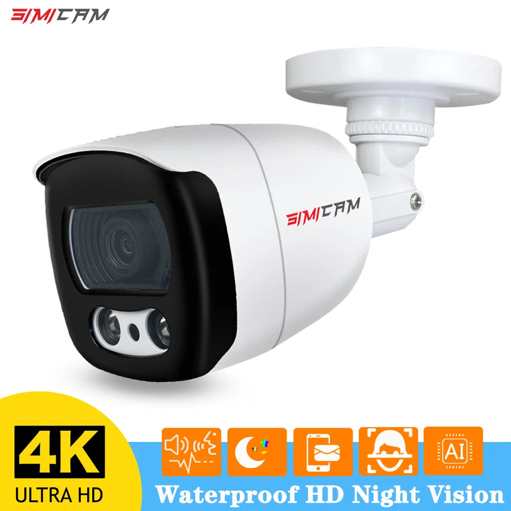 CCTV Video Surveillance Camera 4K 8MP 5MP 4MP PoE 48V DC 12V Option IP66 Waterproof Audio HD Night Vision Street Security Camera