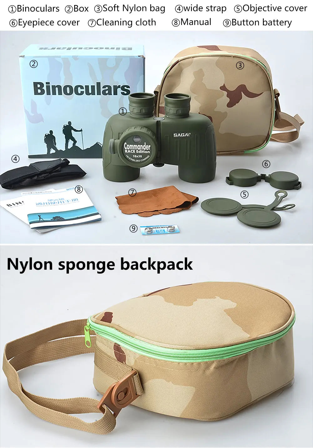 SAGA military binoculars 10X50 8X30 military militar jumelles militaire binoculo low light night vision teleskop Camping Hiking