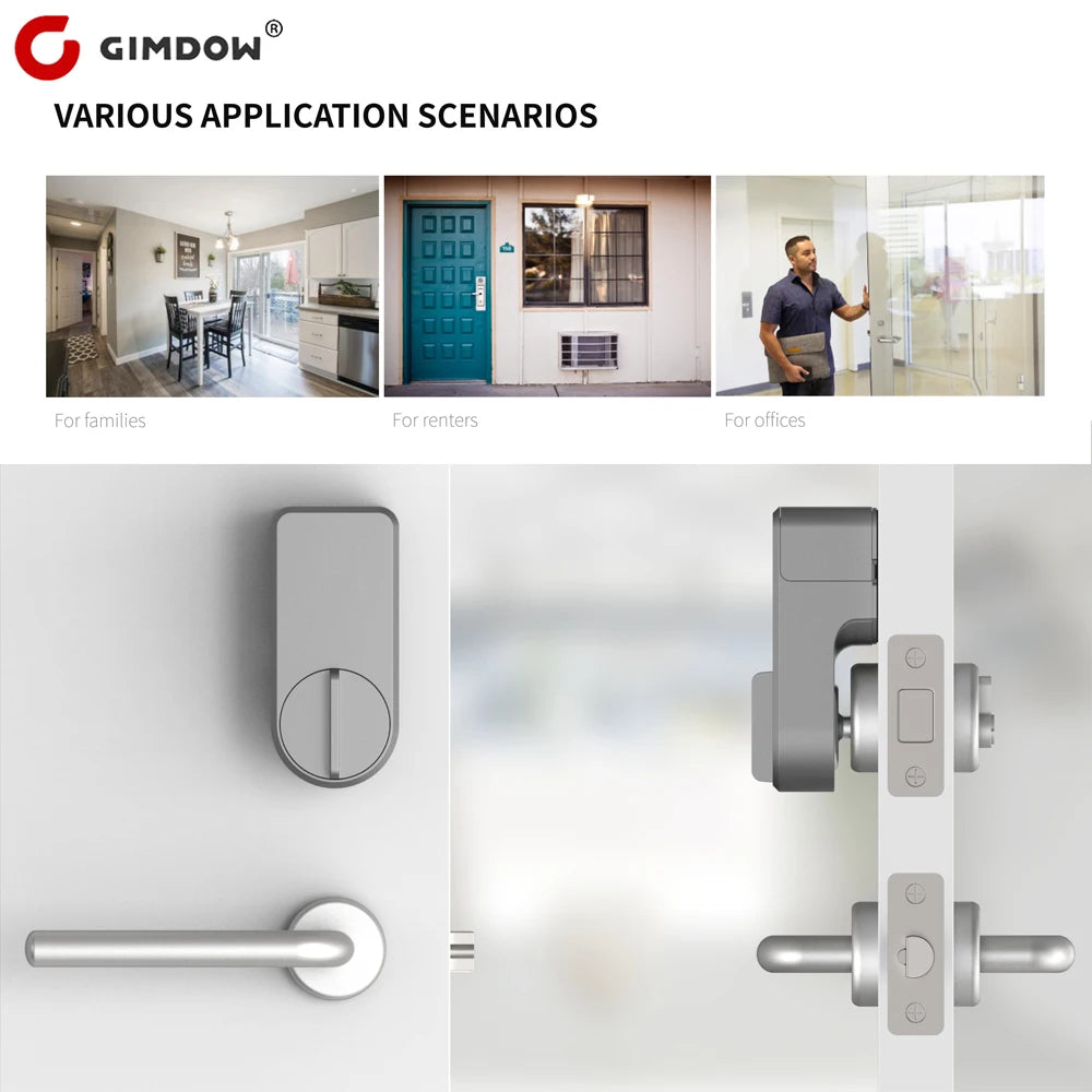 GIMDOW Bluetooth-compatible smart door lock can smart key/password /APP unlock with Tuya smart or smart life APP Electronic Lock