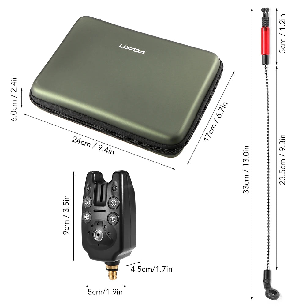 Lixada Fishing Bite Alarms Chain Waterproof Blue Fishing Rod Alert Tone Volume Sensitivity Sound Carp Fishing Tackle with Box