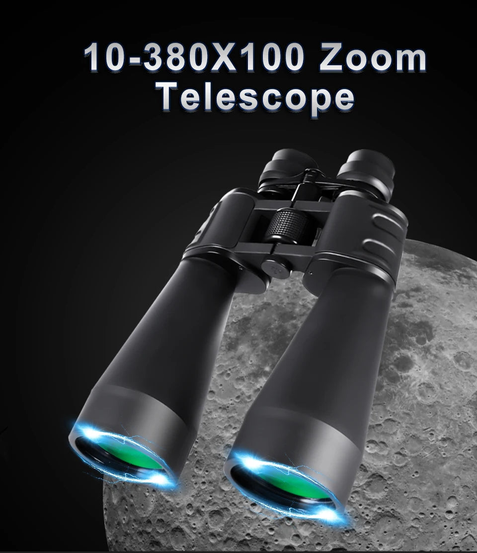 Zoom 10-380X100 Professional Telescope HD Powerful BAK4 Binoculars Low Light Waterproof Long-distance Binoculars For Hunting ﻿
