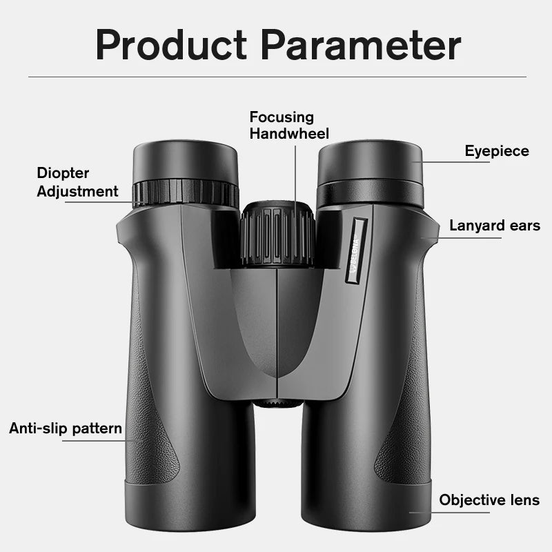 8X42 10x42 12X42 Binoculars Hunting and Tourism BAK4 Prism FMC HD Professional Powerful Military Telescope Visible at low light