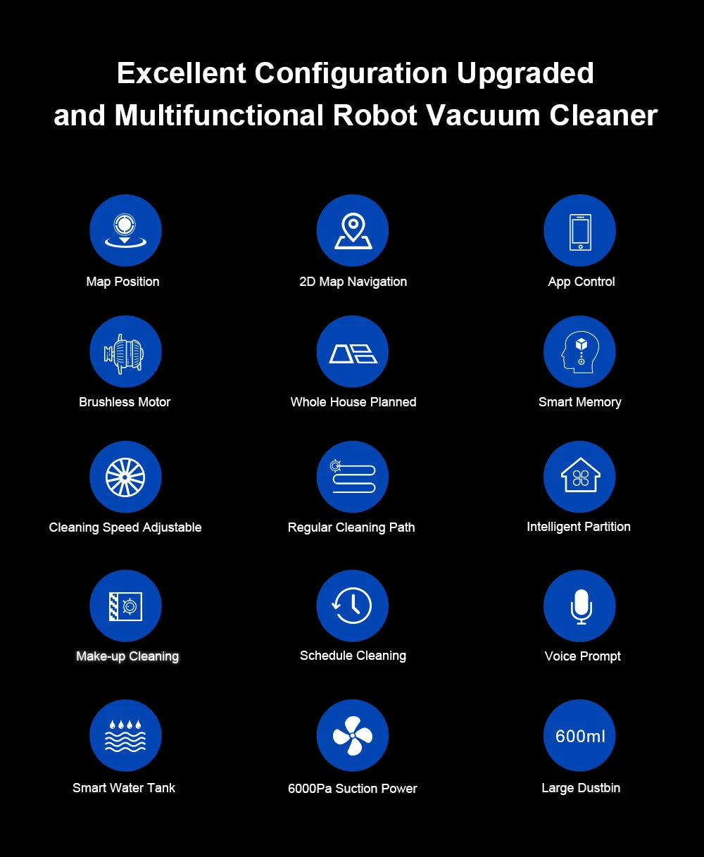 LIECTROUX/LILIN C30B Robot Vacuum Cleaner 6000Pa Suction, Map navigation with Memory,Wifi APP,Electric Water Tank,Wet Mop