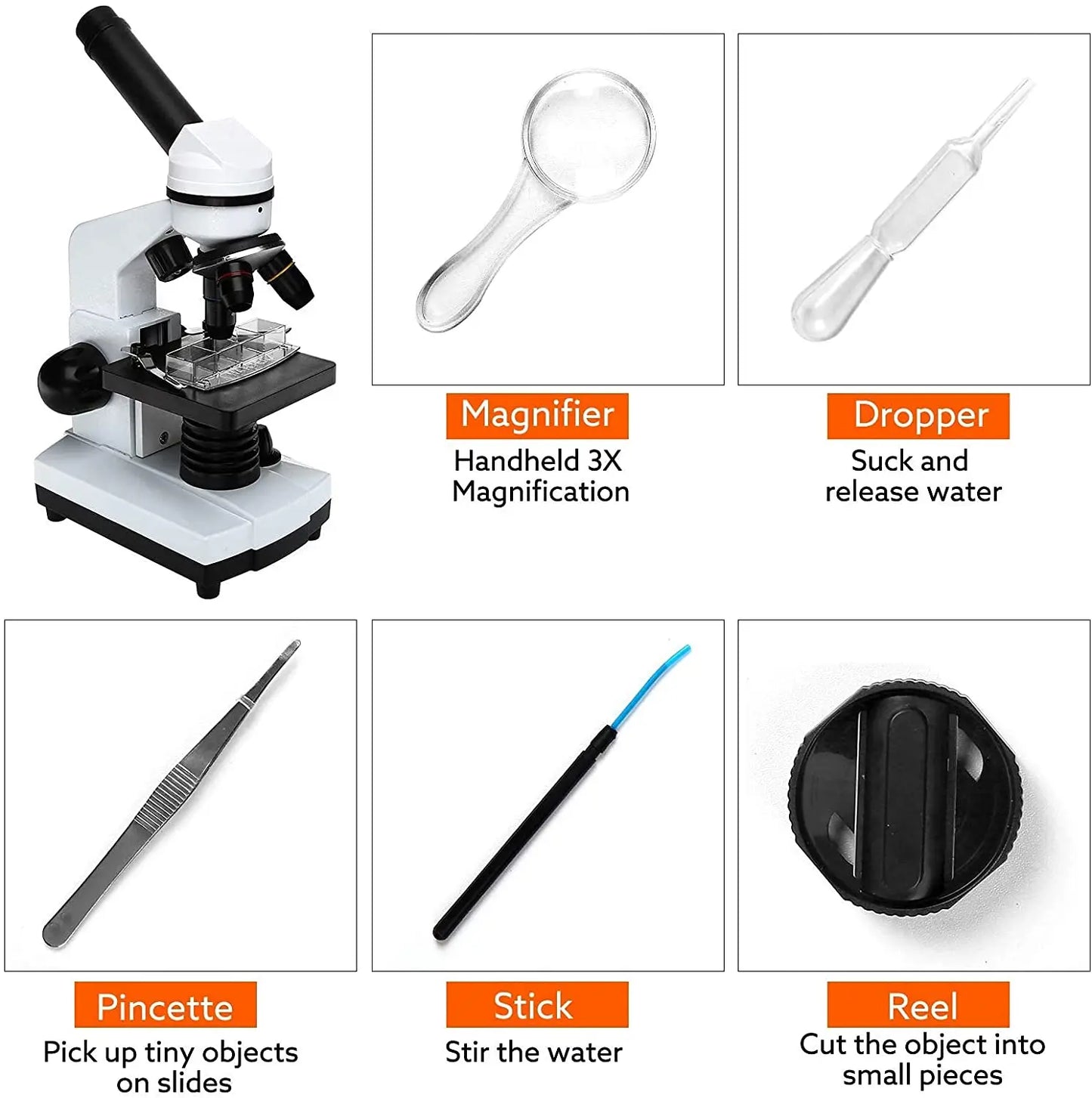 40X-2500X Microscopes for Kids Students Adults Powerful Biological Educational Microscopes with Slides Set Phone Adapter