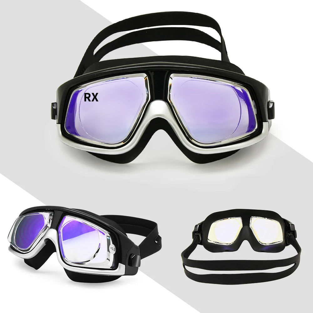 Big Vision Swim Goggles Myopia Hyperopia Water Sports Glasses Farsightedness Near Sighted Mask Anti-fog Earplugs