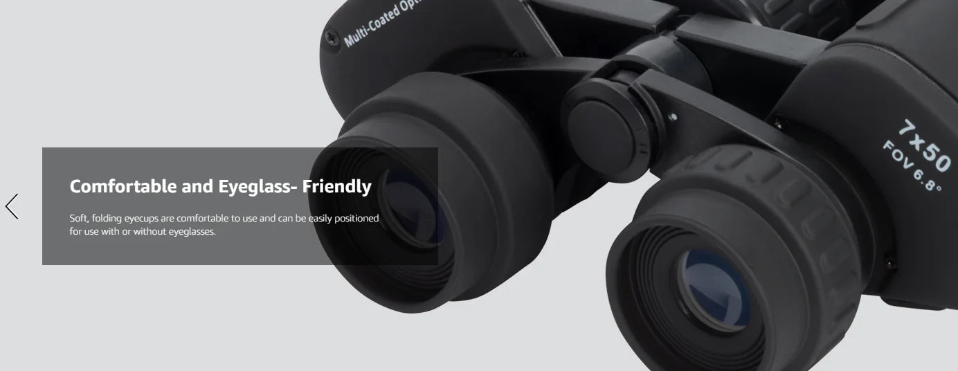 Celestron - 7x50 Bincoulars - Beginner Astronomy Binoculars - Large 50mm Objective Lenses - Wide Field of View 7x Magnification