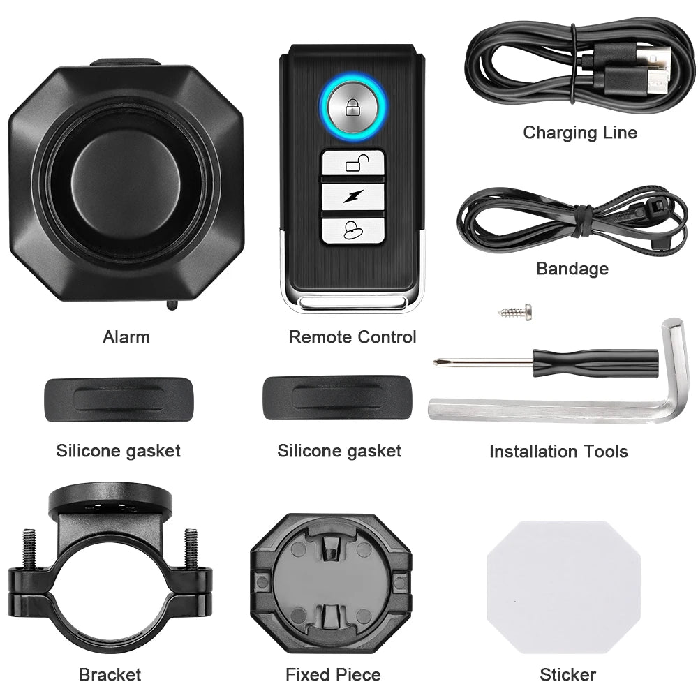 Camaroca New Wireless Bike Burglar Alarm USB Charged Electric Motorcycles Scooter Bicycle Security Protection Vibration Alarm