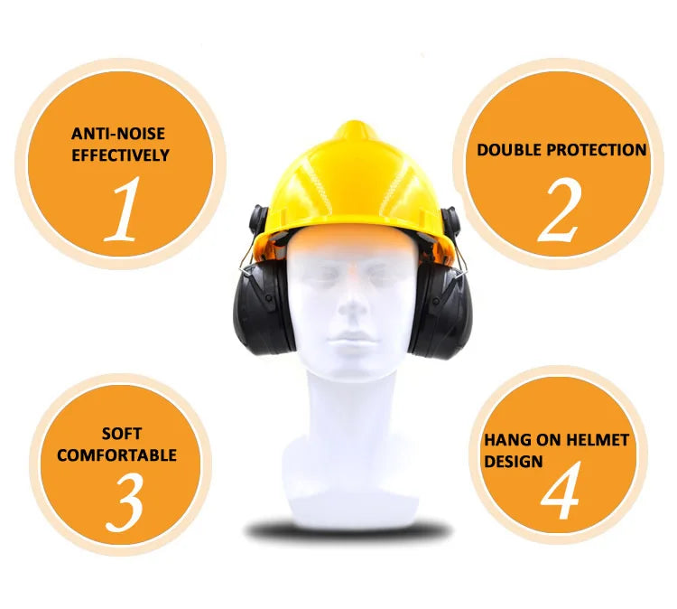 New Anti-noise On-Helmet Earmuffs Ear Protector For Safety Helmet Cap Use Factory Construction Work Safety Hearing Protection