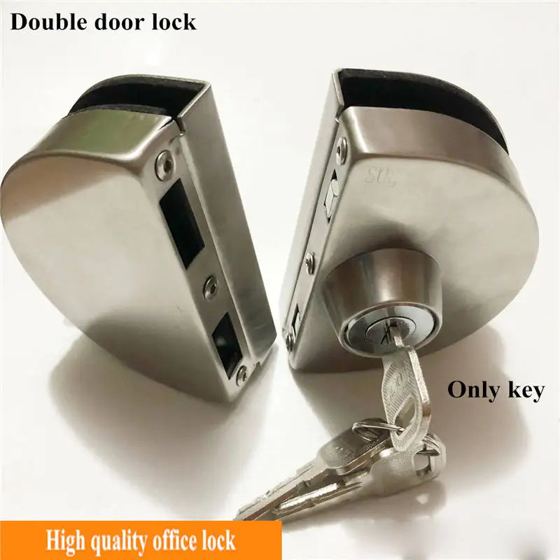 1 Set Double Open Sliding Door Lock Stainless Steel Glass Door Lock with Keys 8-12mm Safety Locks Office Glass Security Hardware