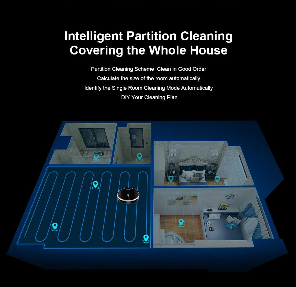 LIECTROUX/LILIN C30B Robot Vacuum Cleaner 6000Pa Suction, Map navigation with Memory,Wifi APP,Electric Water Tank,Wet Mop