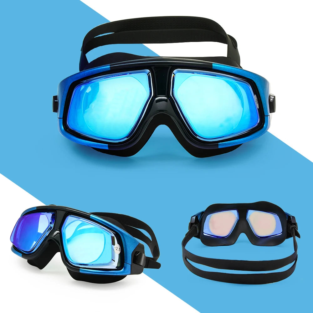 Big Vision Swim Goggles Myopia Hyperopia Water Sports Glasses Farsightedness Near Sighted Mask Anti-fog Earplugs