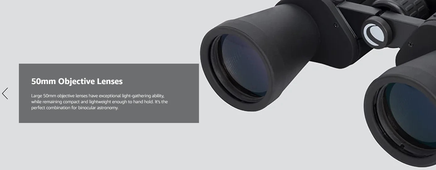 Celestron - 7x50 Bincoulars - Beginner Astronomy Binoculars - Large 50mm Objective Lenses - Wide Field of View 7x Magnification