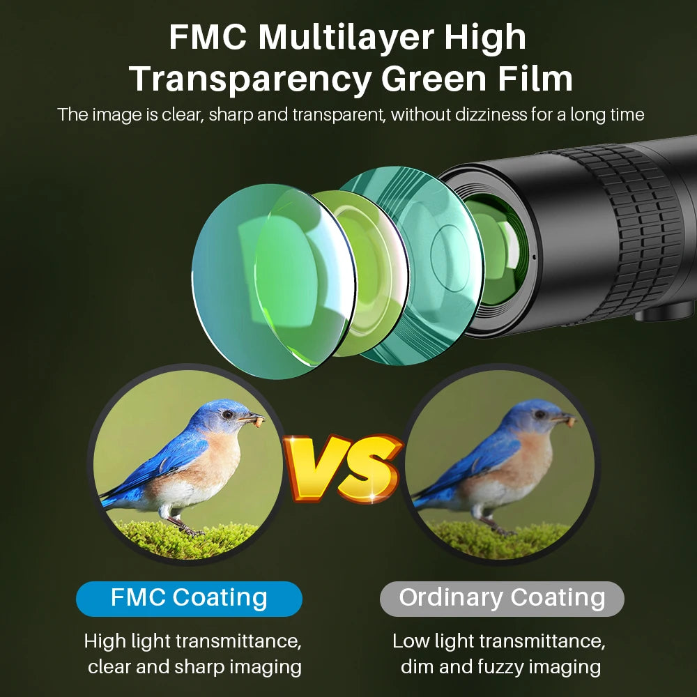 APEXEL 10-300x40 Zoom Monocular Telescope with Phone Holder Long Range Powerful Foldable Telephoto Take Photos Hunting Camping