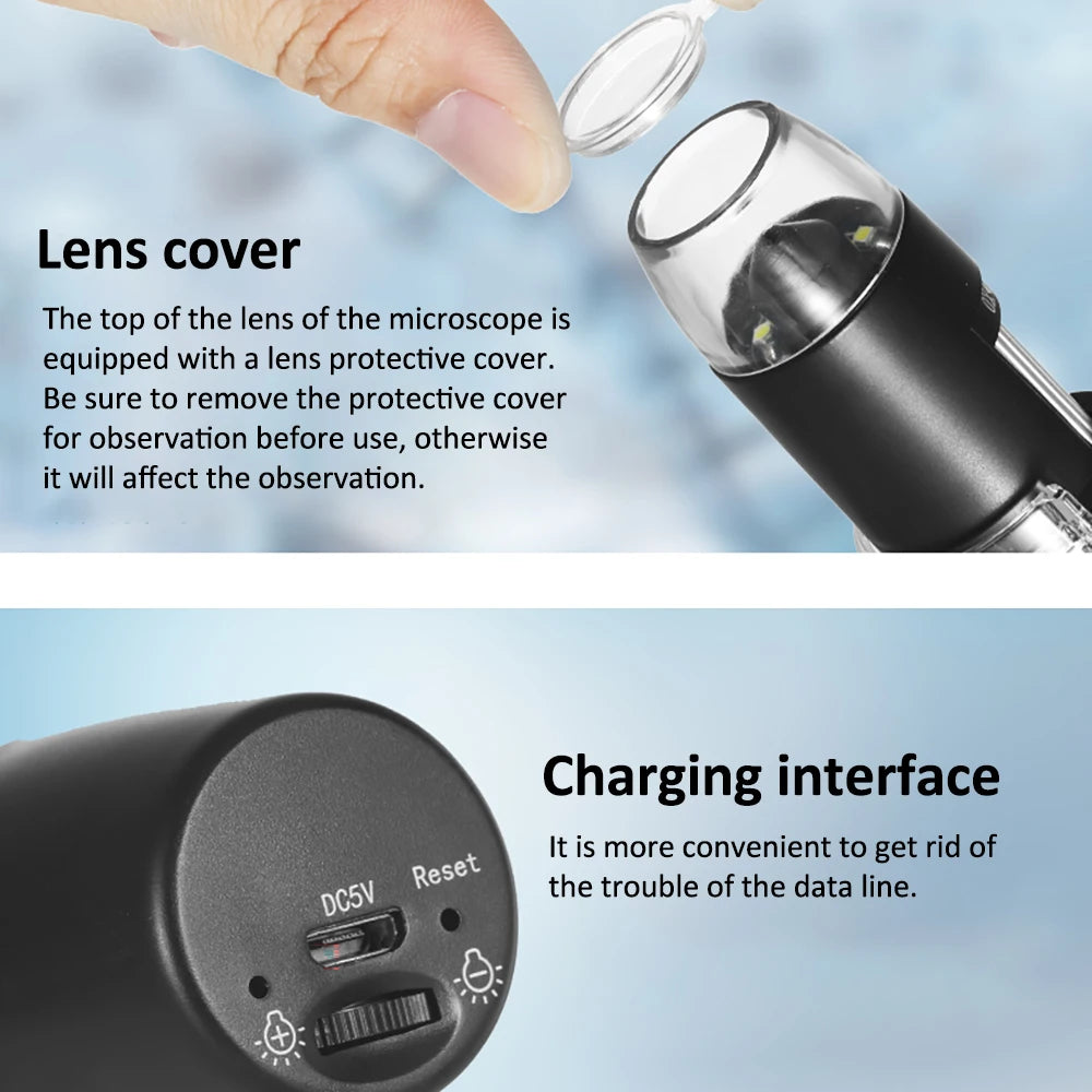 Digital Electron microscope WIFI 50x to 1000x Magnification Adjustable Endoscope with 8 LEDs for iOS Android Smartphone Tablet