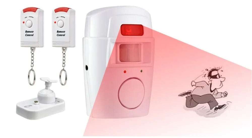 Wireless Remote Controlled Mini Alarm with IR Infrared Motion Sensor Detector & 105dB Loud Siren For Home Security Anti-Theft