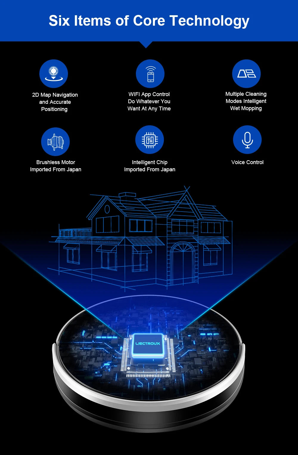 LIECTROUX/LILIN C30B Robot Vacuum Cleaner 6000Pa Suction, Map navigation with Memory,Wifi APP,Electric Water Tank,Wet Mop