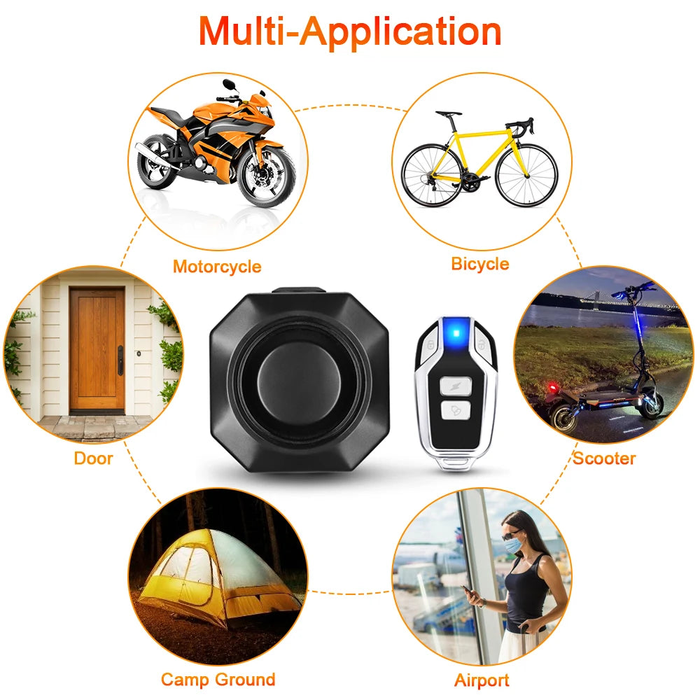 Camaroca New Wireless Bike Burglar Alarm USB Charged Electric Motorcycles Scooter Bicycle Security Protection Vibration Alarm
