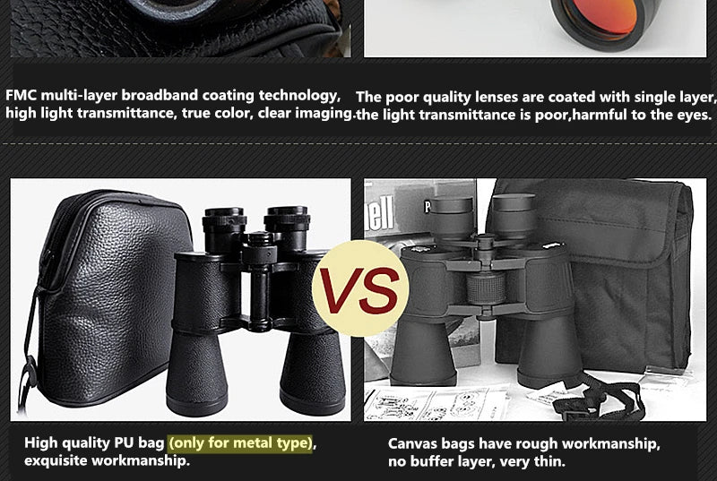 Professional Binoculars Baigish 8x30 10x40 10x50 12x4515x60 20x50 8-24x40 Powerful Military Telescope Long Range Monocular BAK4